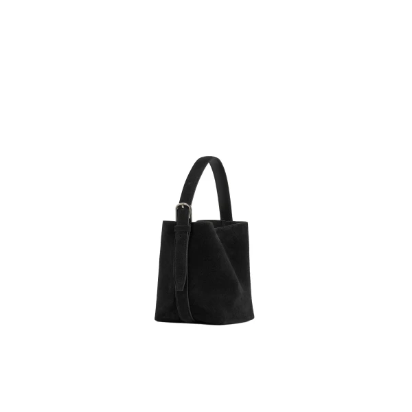 Small belted suede tote in Black - Image 4