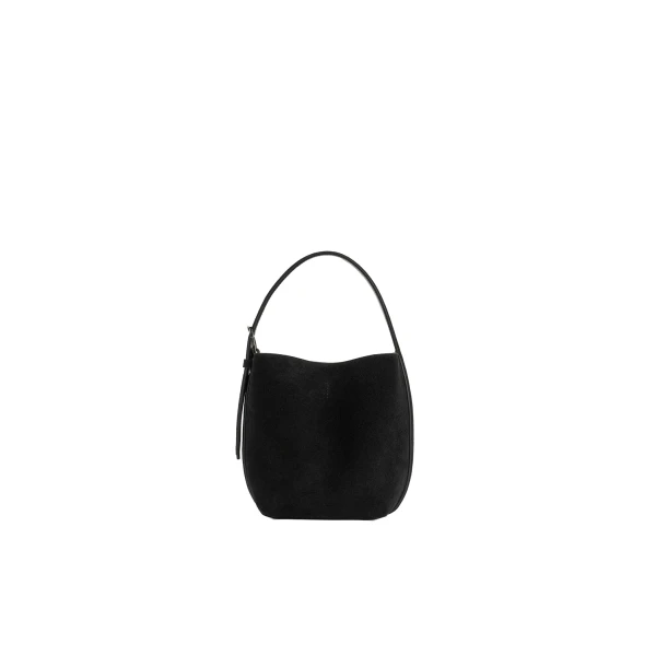 Toteme Small belted suede tote in Black