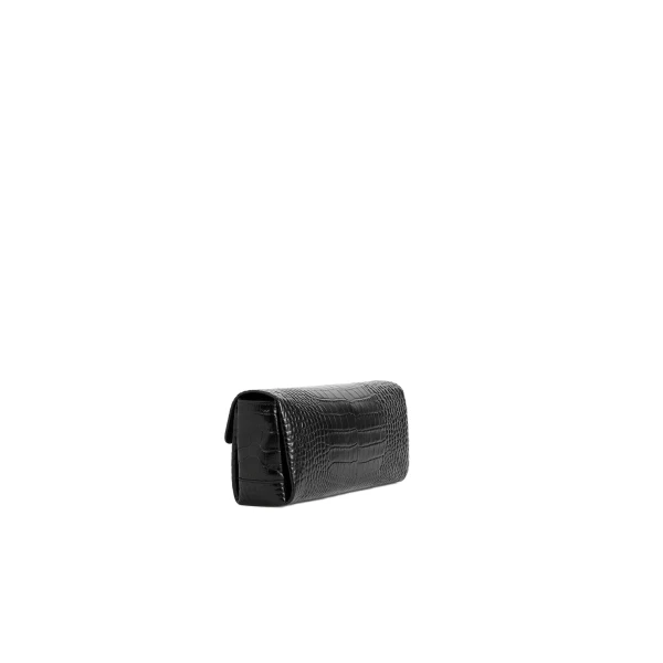 Soft croco-embossed T-clutch in Black - Image 4