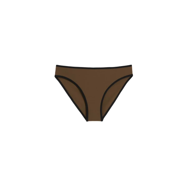 Toteme Stripe edge bikini bottoms in Walnut
