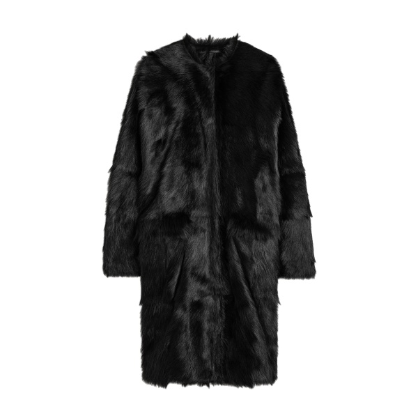 Toteme Structured shearling coat in Black