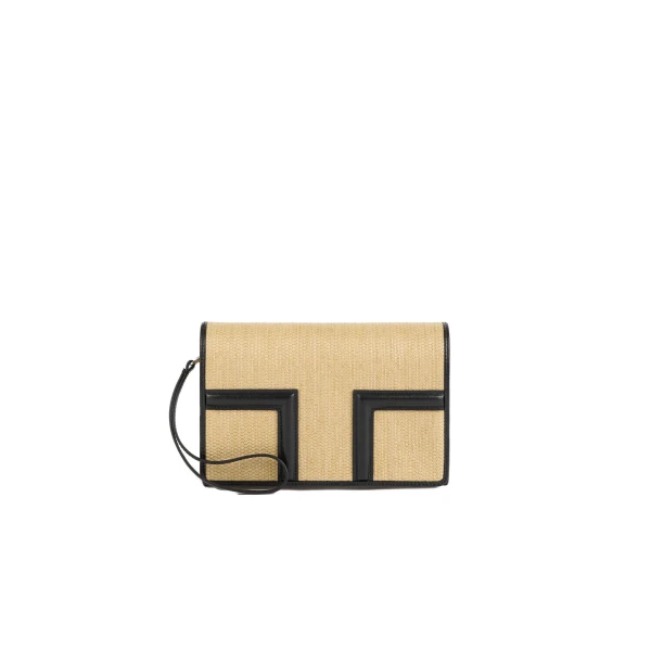Toteme T-Flap woven envelope in Natural / Black