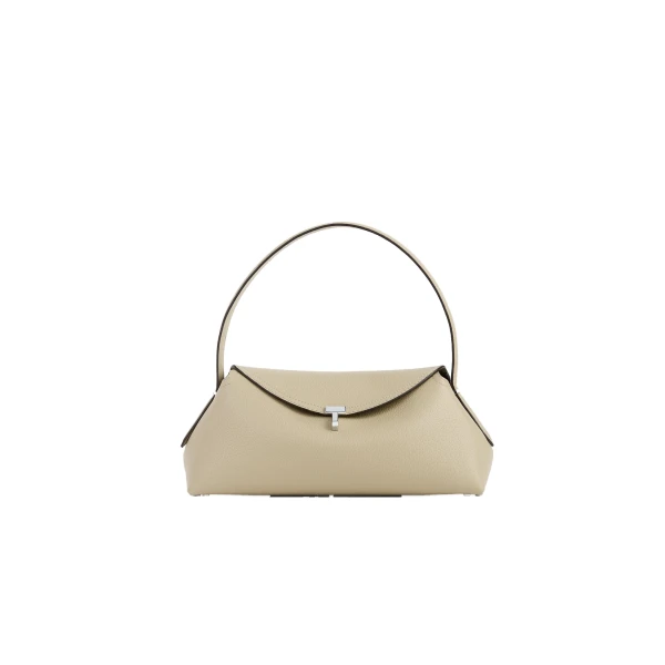 Toteme T-Lock grained-leather shoulder in Cashew