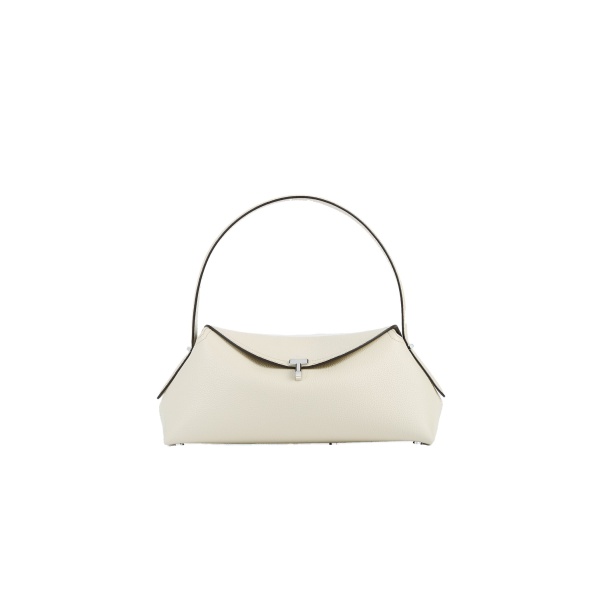 Toteme T-Lock grained-leather shoulder in Milk