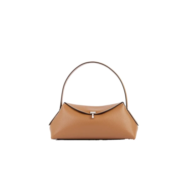 Toteme T-Lock grained-leather shoulder in Tan