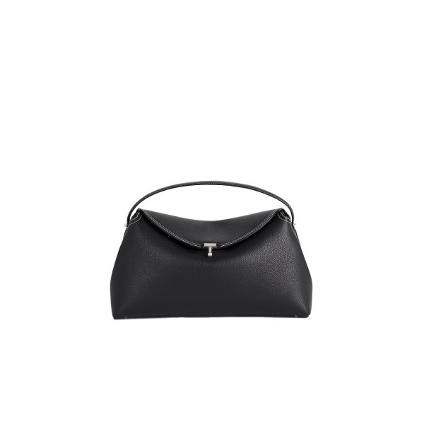Toteme T-Lock grained-leather top handle in Black