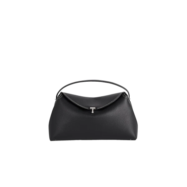 Toteme T-Lock grained-leather top handle in Black