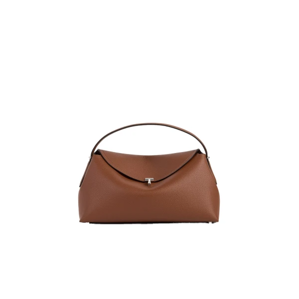 Toteme T-Lock grained-leather top handle in Sienna