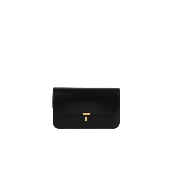 Toteme T-Lock leather crossbody in Black