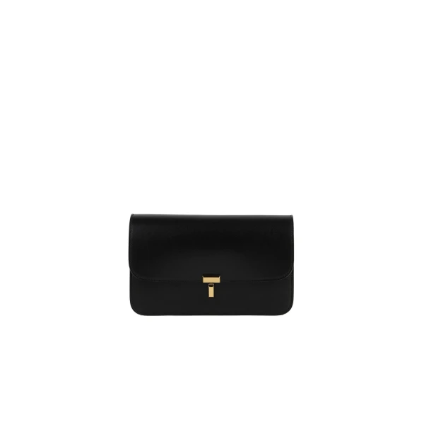 Toteme T-Lock leather crossbody in Black