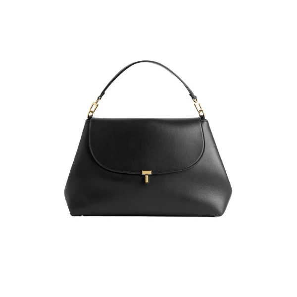 Toteme T-Lock leather satchel in Black