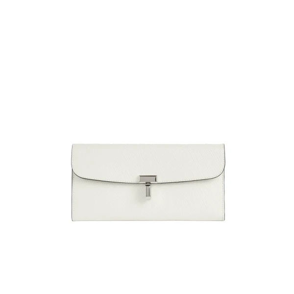 T-Lock palmellato-patent wallet in Off-white