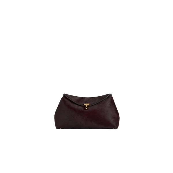 Toteme T-Lock pony hair clutch in Wine