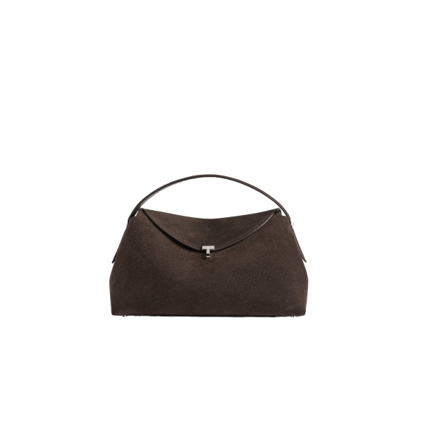 Toteme T-Lock suede top handle in Brown
