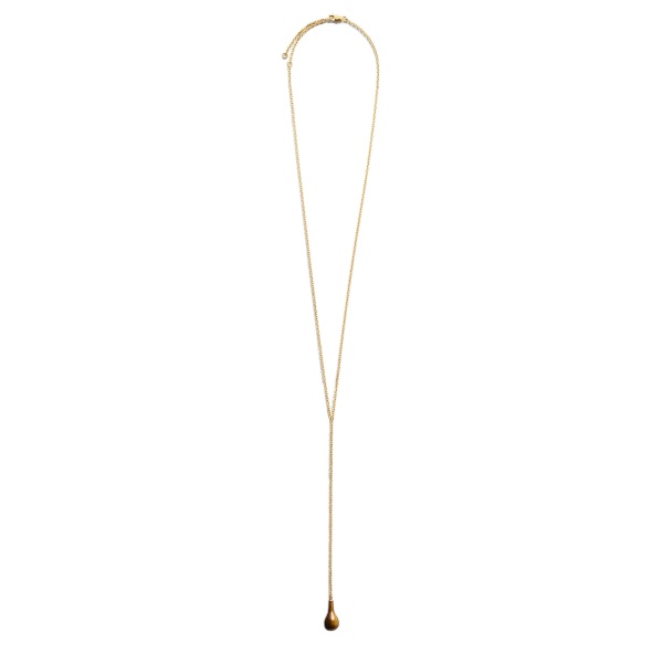 Toteme Tiger's eye drop necklace in Honey / Gold
