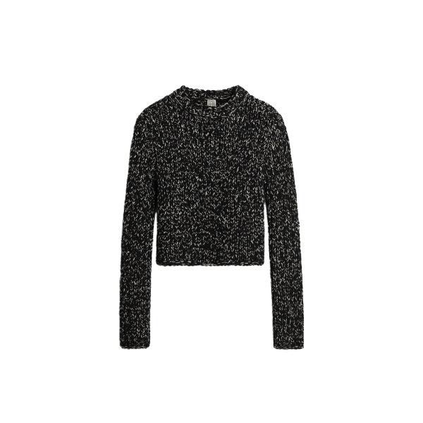 Toteme Wool silk crew neck in Black / Ecru