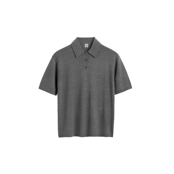 Toteme Wool-silk polo shirt in Grey mélange