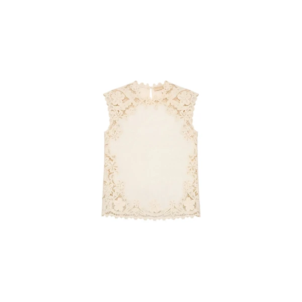 Amelie Linen Top in Ivory