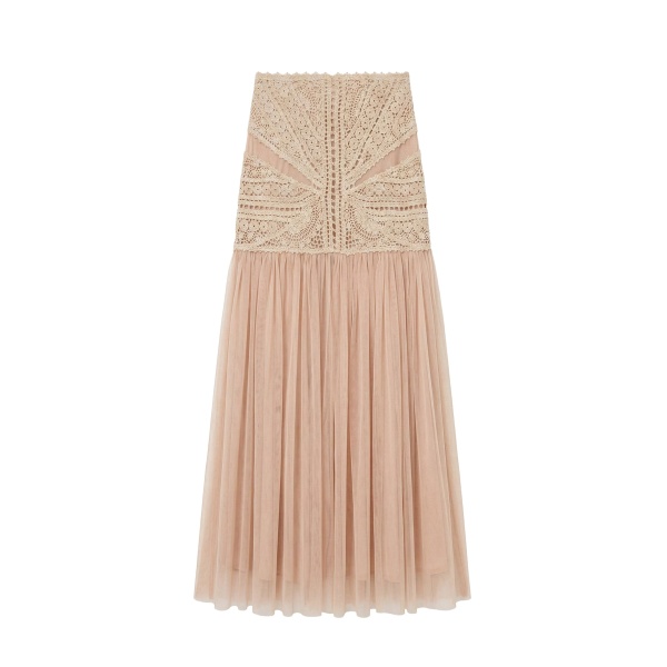 ulla johnson araminta crochet & tulle skirt