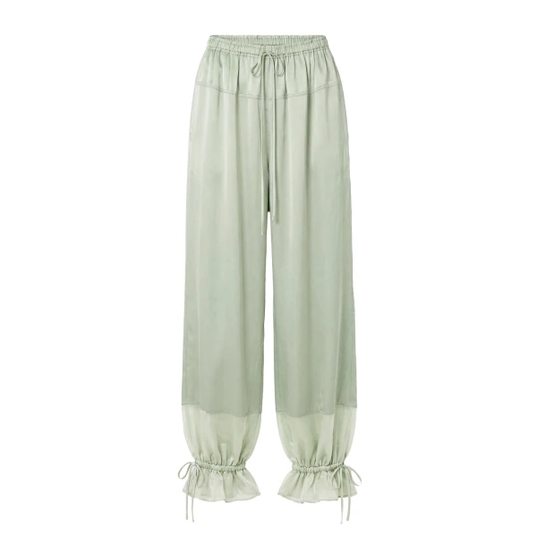 Camile Silk Cinched Pant in Celadon