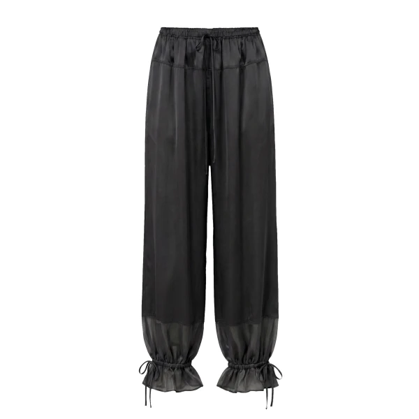 Camile Silk Cinched Pant in Noir