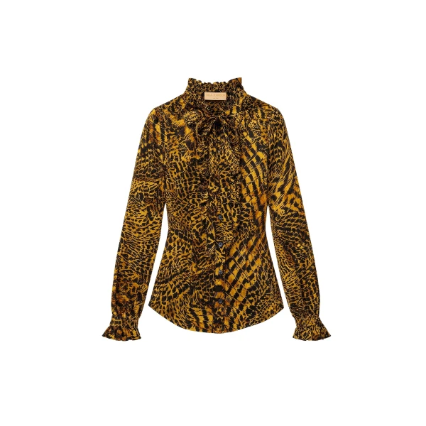 Catroux Long Sleeve Silk Blouse in Wren