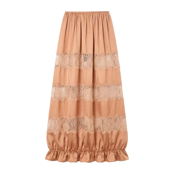 Chantal Silk Midi Skirt in Macaroon
