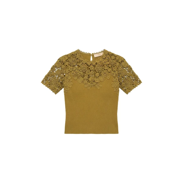 Clelia Crochet Top in Loden