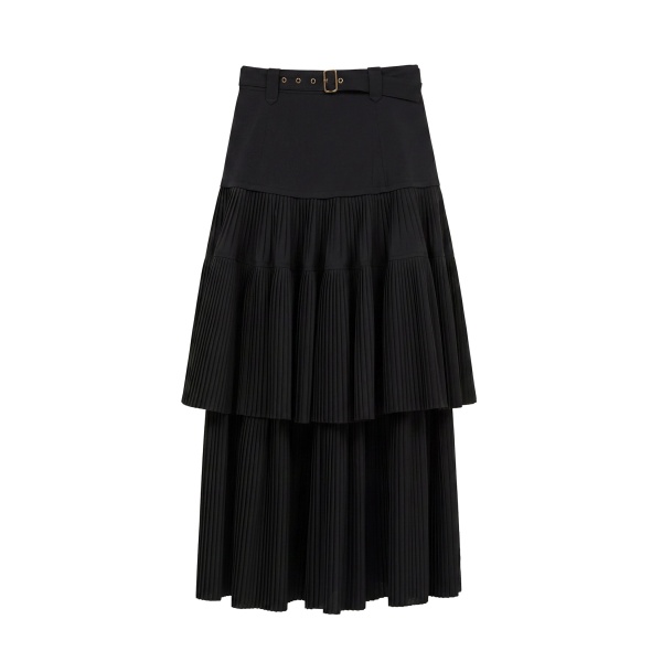 ulla johnson coralie pleated wool skirt