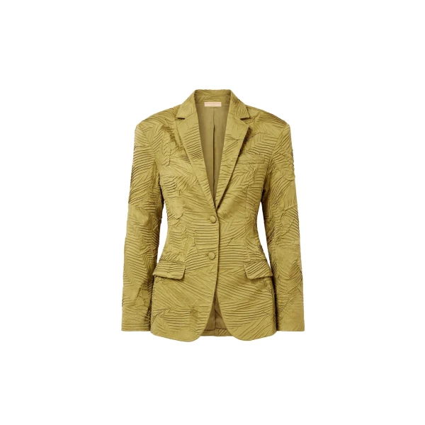 Dhemi Satin Blazer in Moss Gold