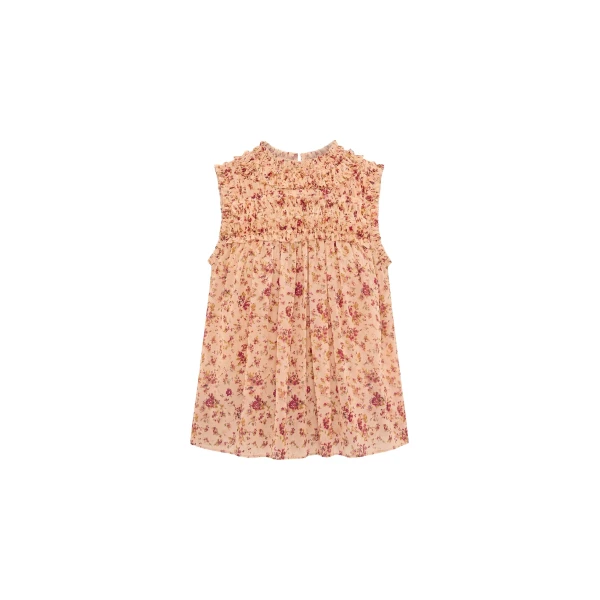 Effie Sleeveless Silk Top in Blush Mille Fleur