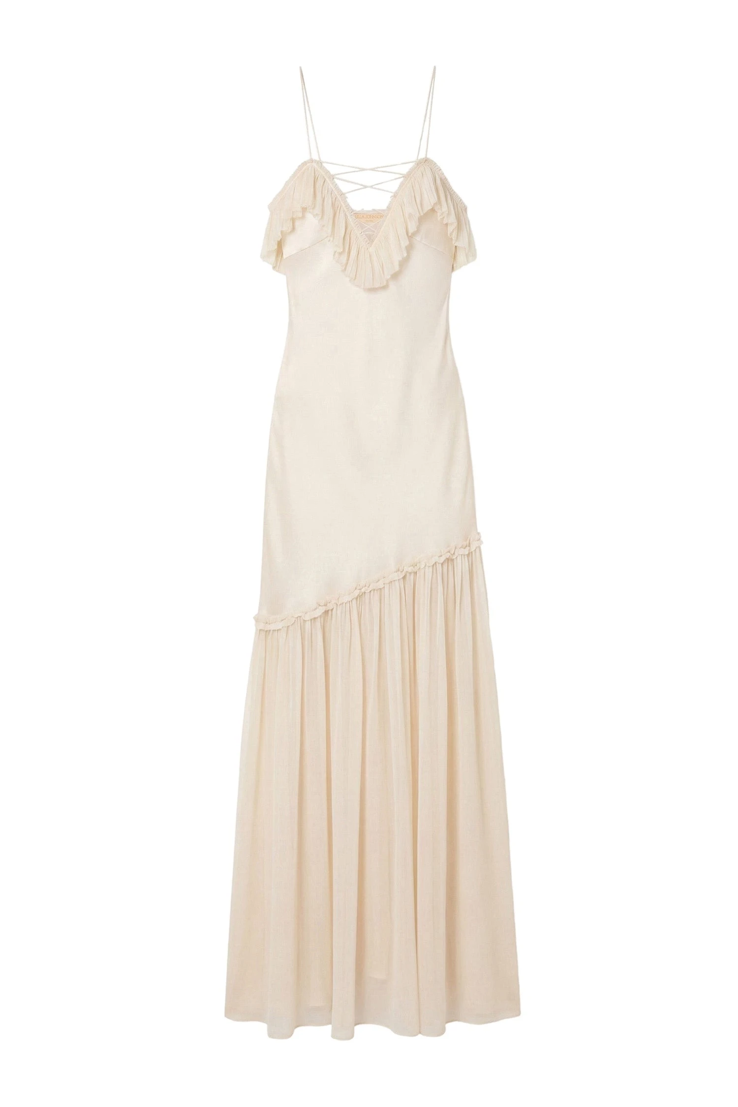 Elaria Cami Silk Gown with Lace Up in Ivory