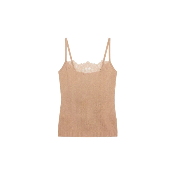 Elena Lace Cami in Almond