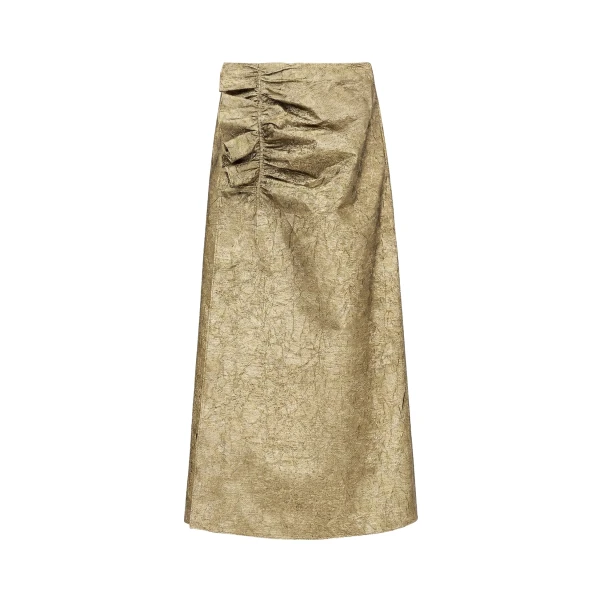 Ellis Taffeta Midi Skirt in Light Gold