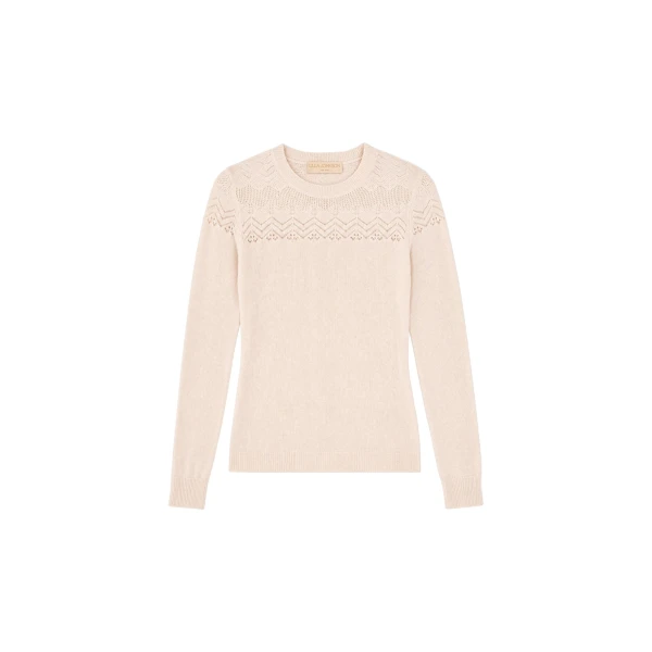 Emelie Long Sleeve Cashmere Top in Pearl