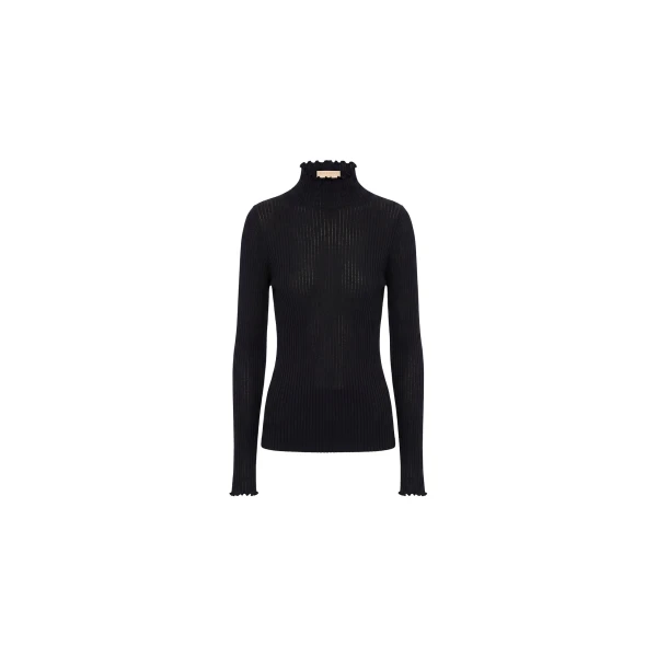 Evie Turtleneck Top in Noir