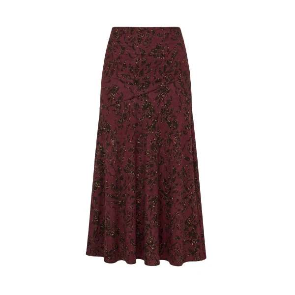 Fiona Jersey Skirt in Claret Floral