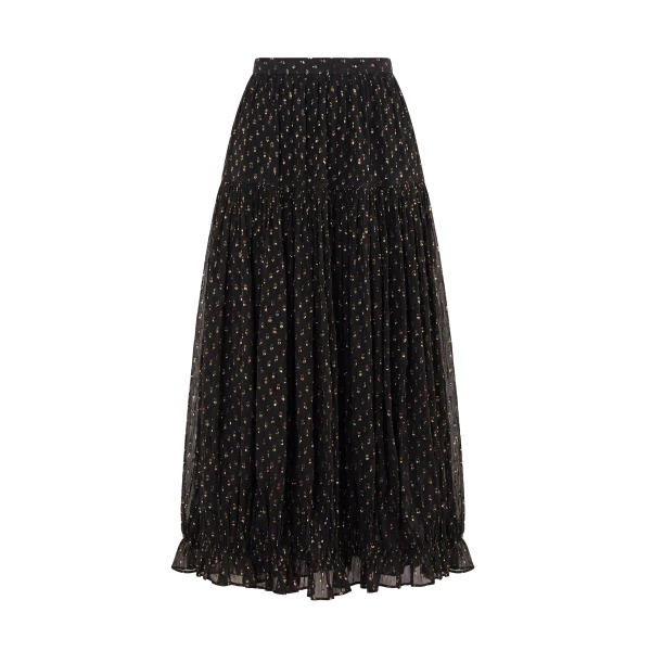 Floret Silk Skirt in Noir