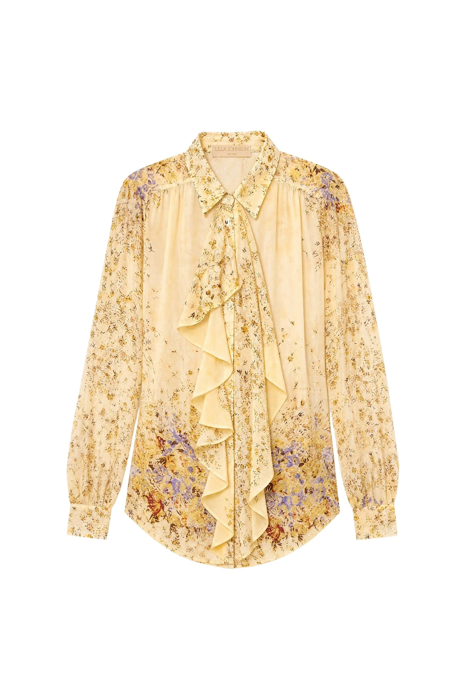 Gesture Long Sleeve Silk Blouse in Forsythia