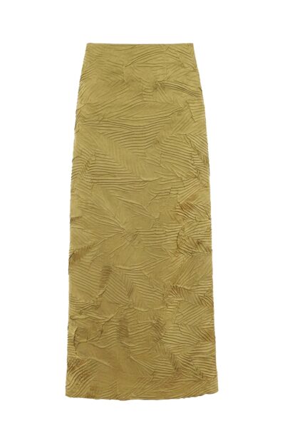 Inez Satin Skirt in Moss Gold