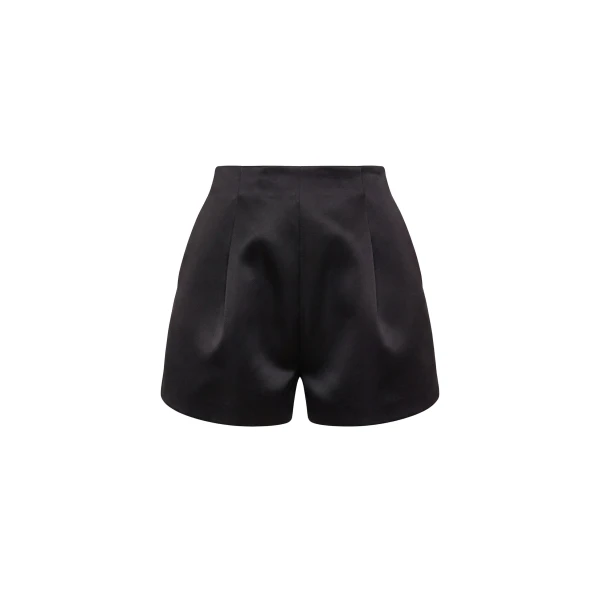 Isa Satin Shorts in Noir