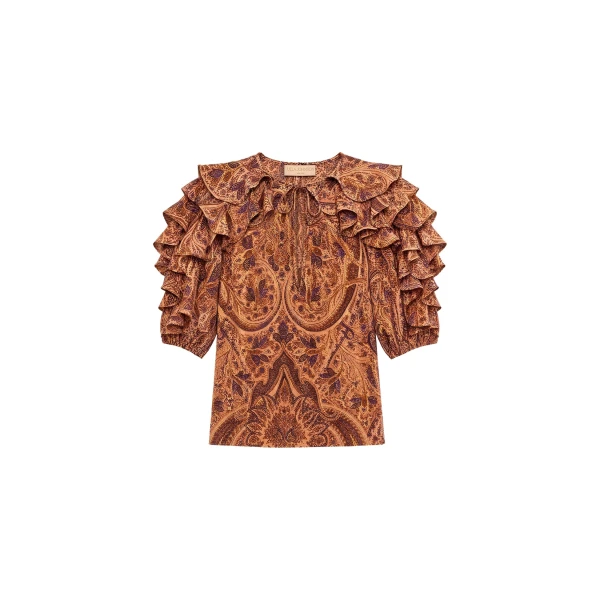 ulla johnson josephine short sleeve silk top