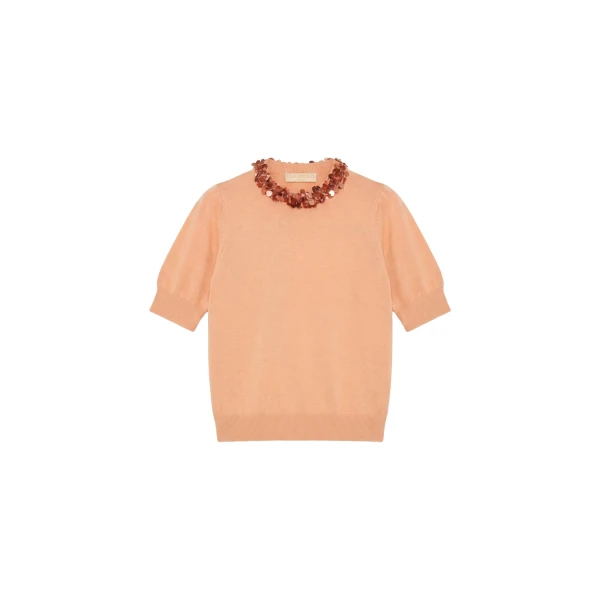 Jude Embellished Top in Coral