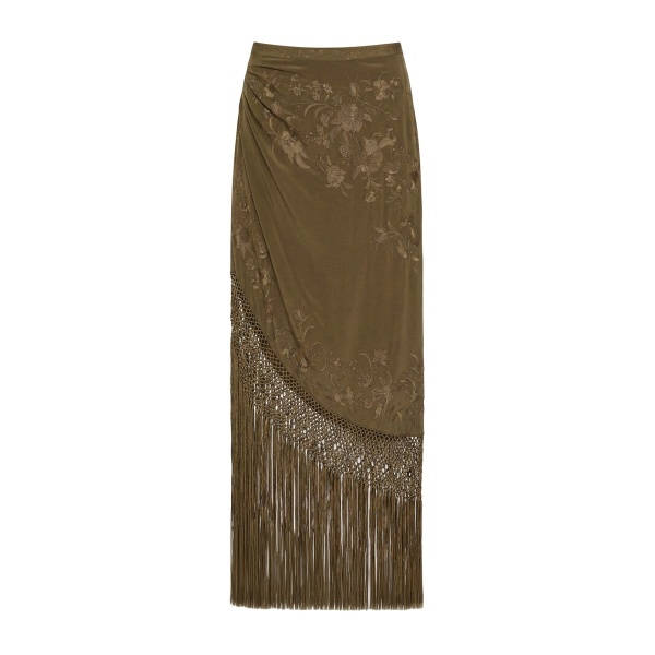 ulla johnson lark silk fringe skirt