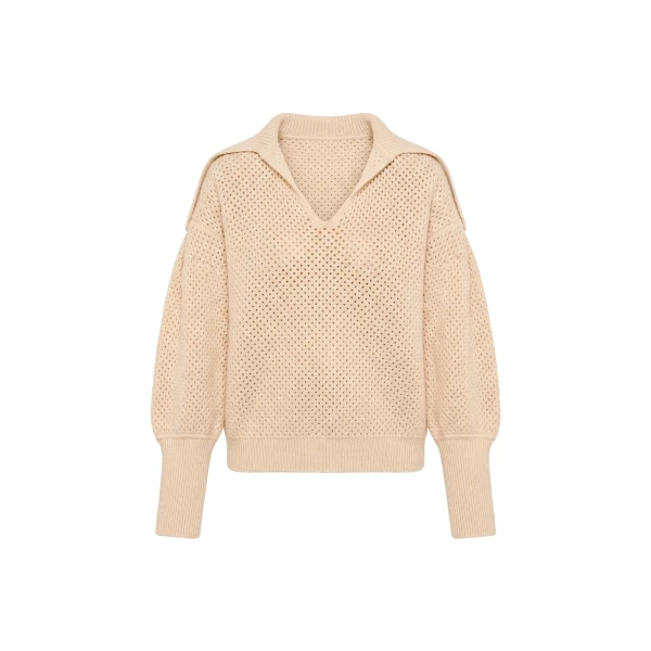 Lila Wool Knit Pullover in Cloud