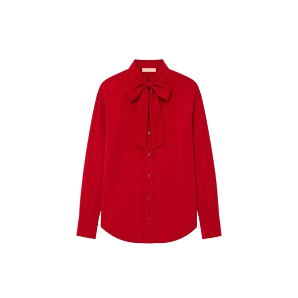 Lise Long Sleeve Silk Blouse in Cerise