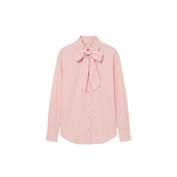 Lise Long Sleeve Silk Blouse in Powder