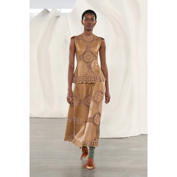 ulla johnson livia sleeveless crochet & leather top