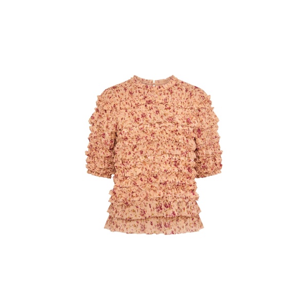 ulla johnson mabel short sleeve silk top