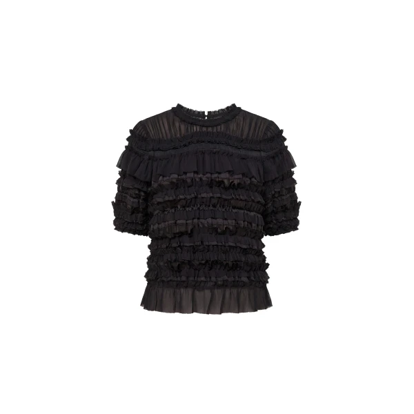 ulla johnson mabel short sleeve silk top